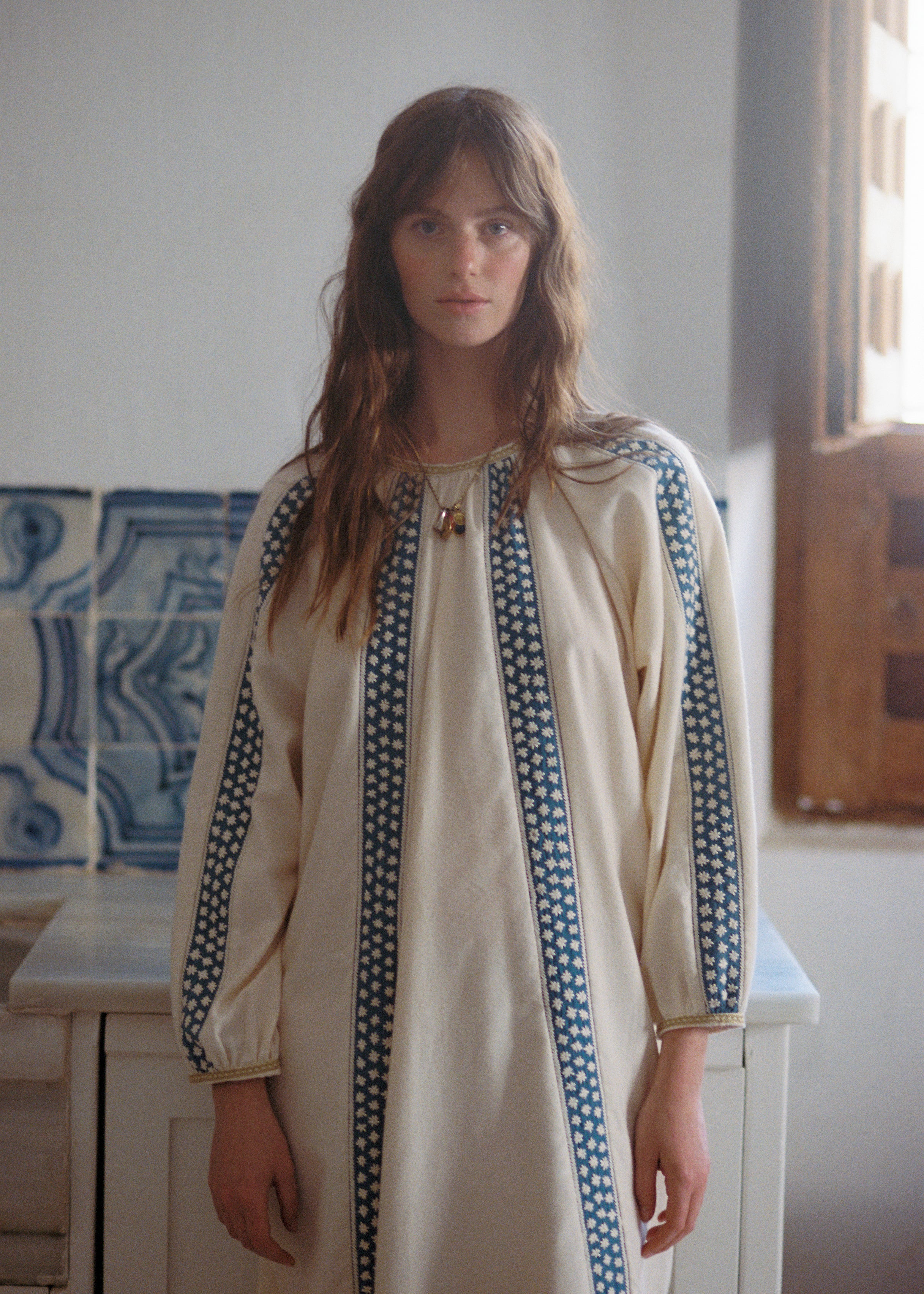 California Combi Flannel Dress Blue