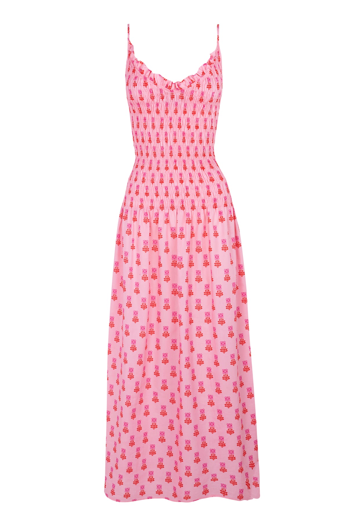 Vestido Largo Tirantes Liberty Rosa Gigi