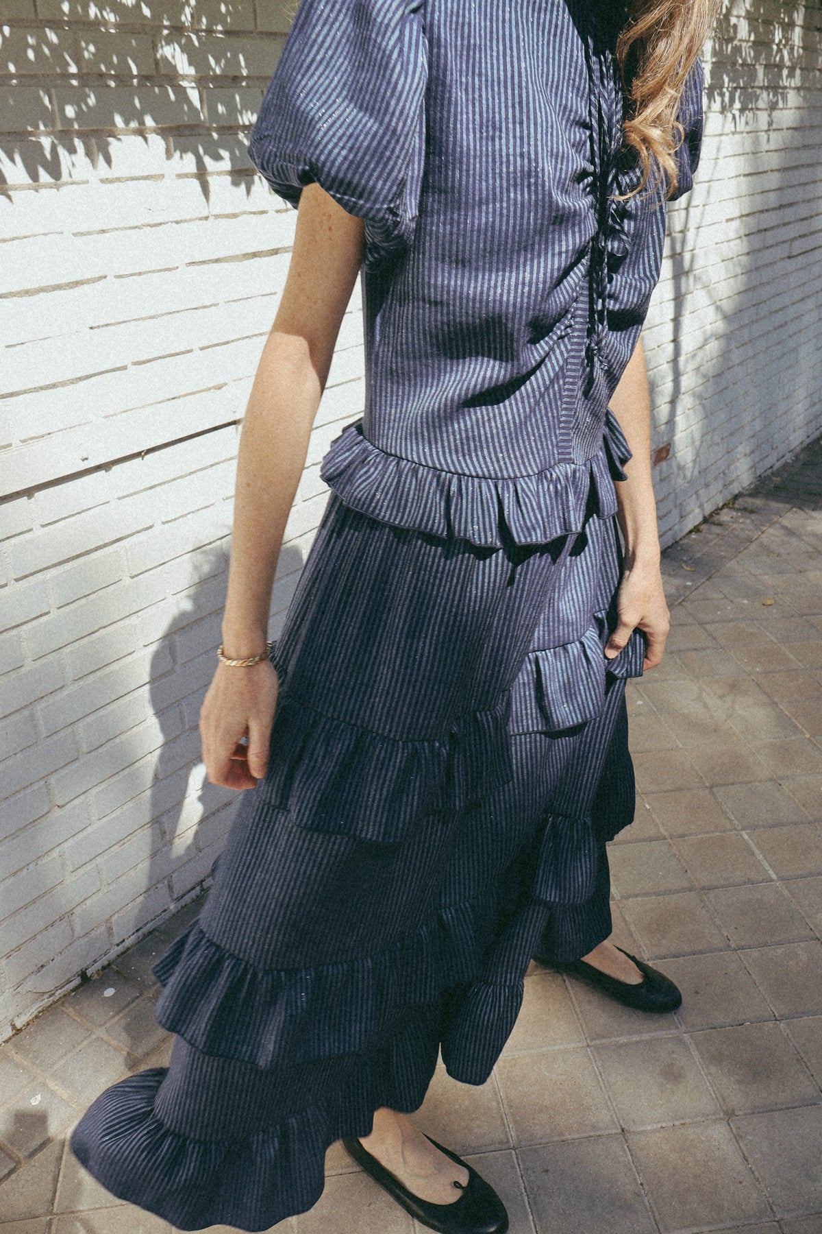 Vestido Largo Volantitos Ricky Stripes