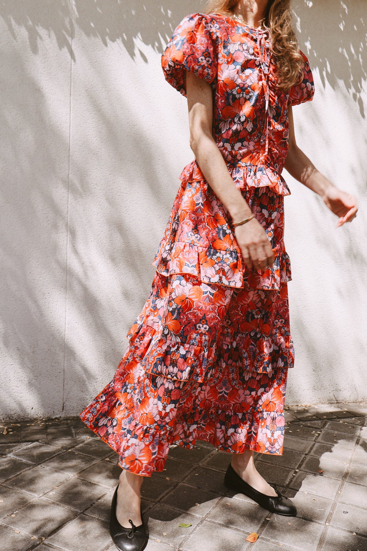 Vestido Largo Volantitos Ricky Liberty Blossom