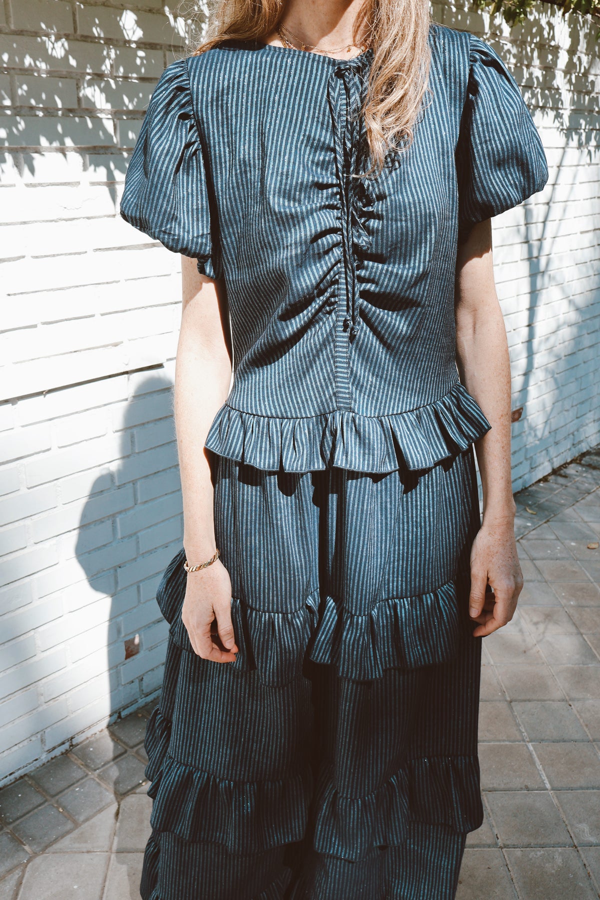 Vestido Largo Volantitos Ricky Stripes